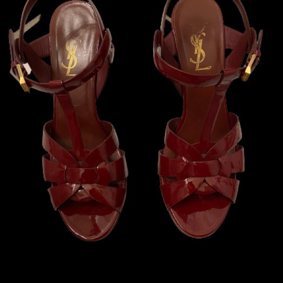 YSL Amarena Tribute Patent Leather Sandals - Picture 2 of 6